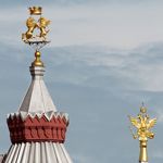 6. Львы и единороги на башнях Исторического музея. Современная фотография